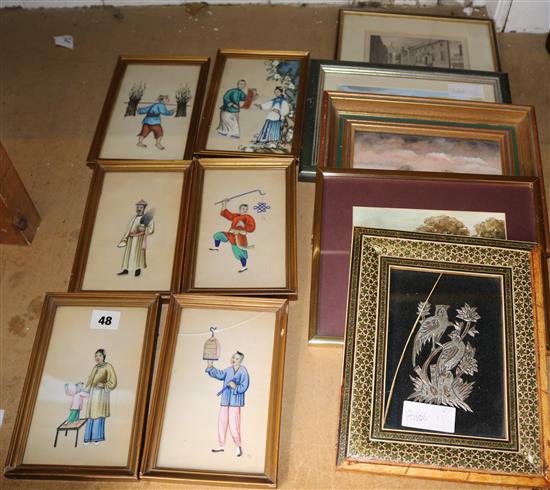 Six Chinese pith paintings and other pictures